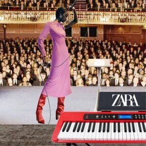 Zara Woman Studio Asymmetric One Sleeve Gathered Midi Dress